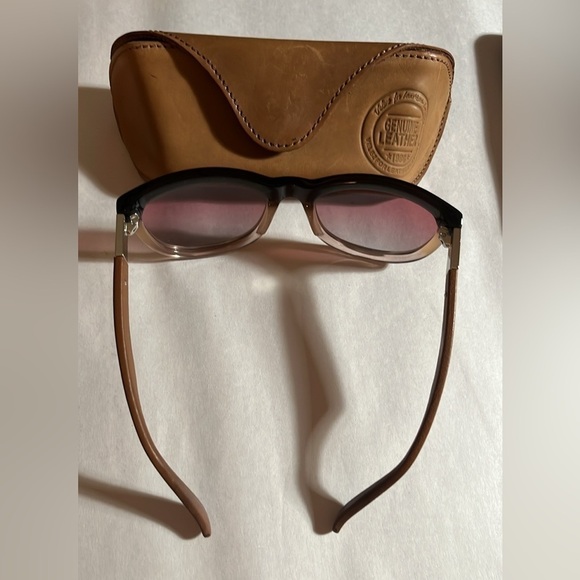 Velez vintage leather arm brown ombré retro sunnies sunglasses with leather case - Picture 14 of 14